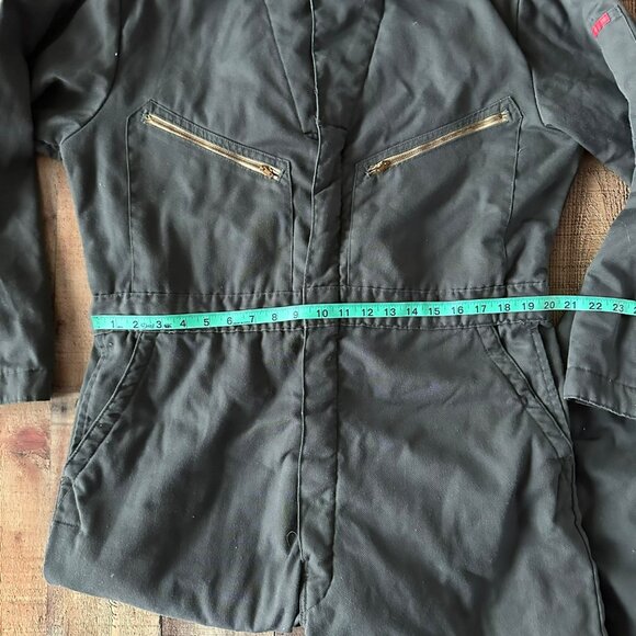 Vintage Big Smith Olive Green Insulated Coveralls With Red Lining & Zipper Front - Picture 14 of 16